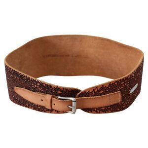 Scervino Street Embossed Leather Wide Belt Women Brown Belts